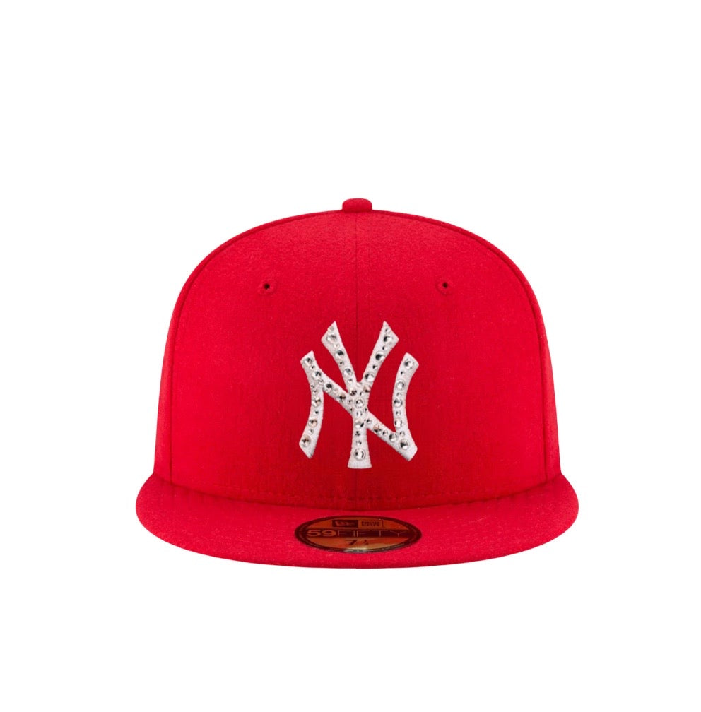 Red New York Studded Fitted Hat
