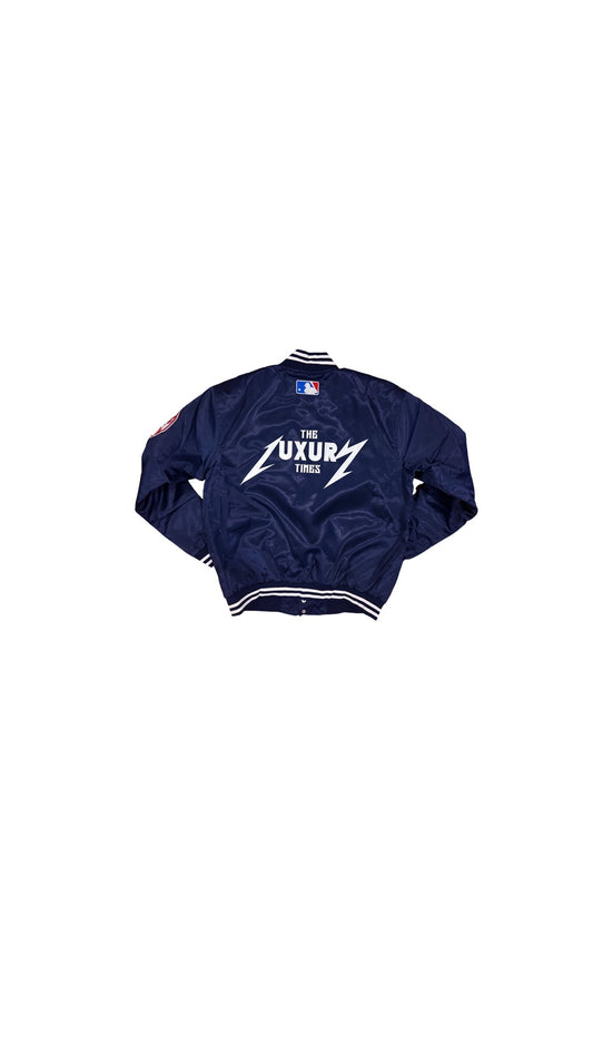 Vintage 90s NY Yankees Blue Satin Bomber Jacket