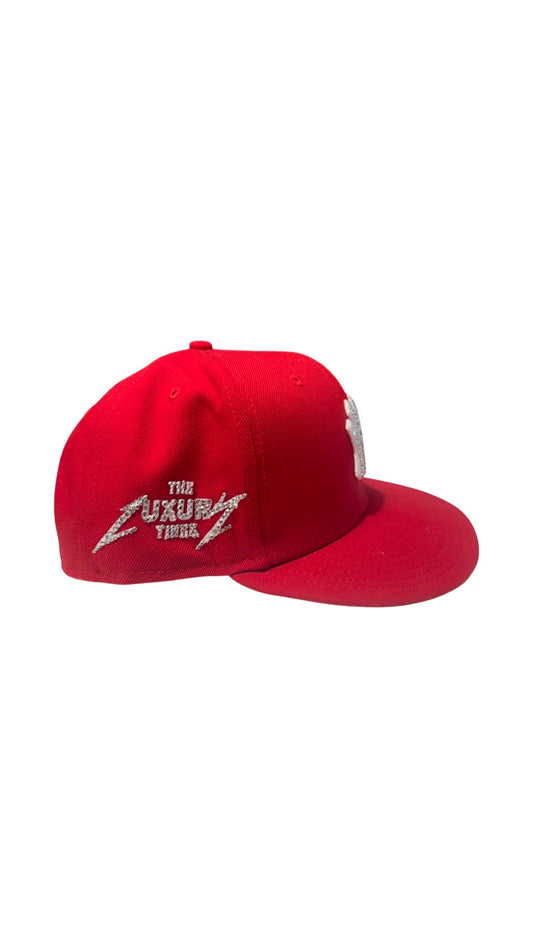 Red New York Studded Fitted Hat