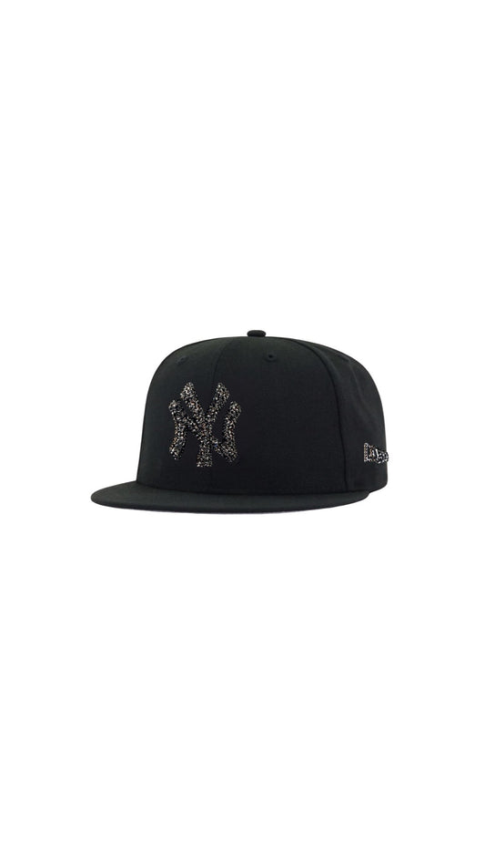 Black New York Studded Fitted Hat