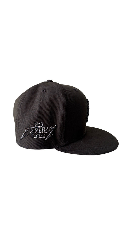 Black New York Studded Fitted Hat